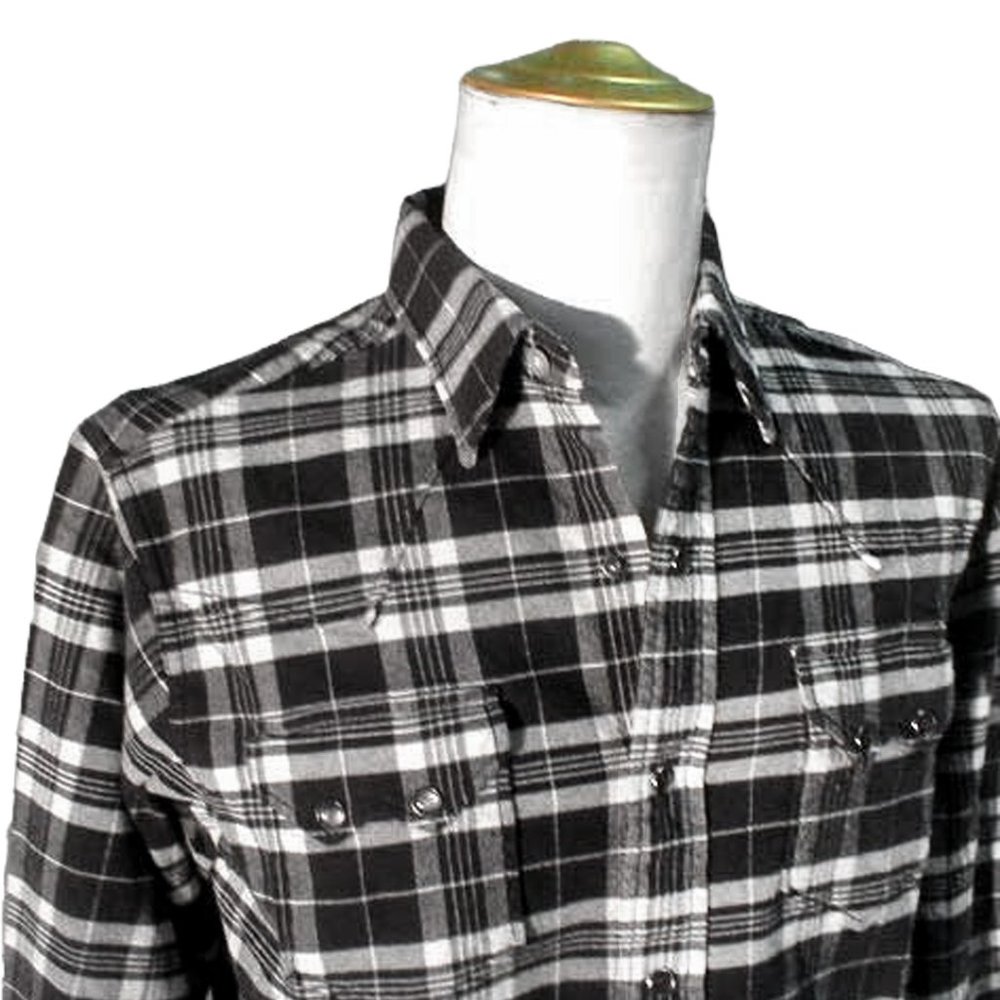 NEW Polo Sport Ralph Lauren Vintage Shirt!  M  Black White Plaid Southwest Snaps